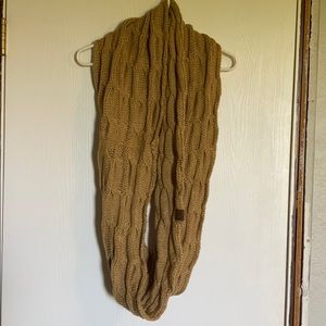 Tan Cable Knit Infinity Scarf